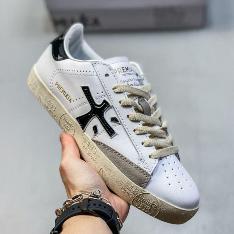 PREMIATA low-top retro dirty sneakers, Italian wood grain design, men's casual shoes, suitable for couples