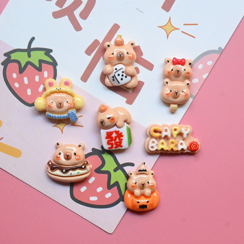Simulation cute puffer brand donut resin accessories cream glue diy small jewelry phone case refrigerator sticker
