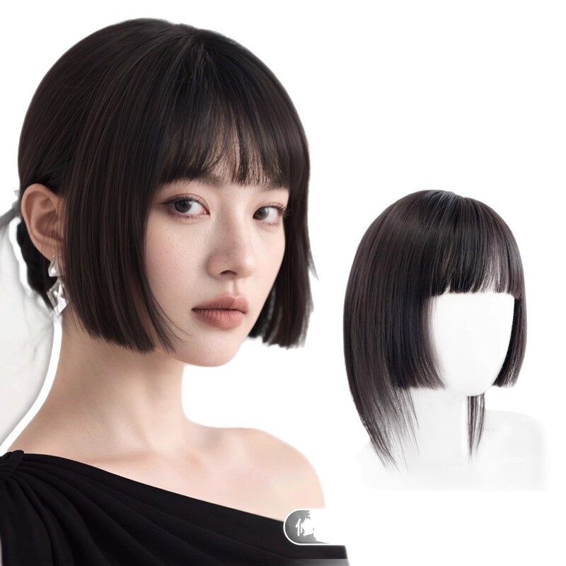 女性用プリンセスカット前髪ウィッグ、ふわふわで自然な額、跡のない前髪|undefined