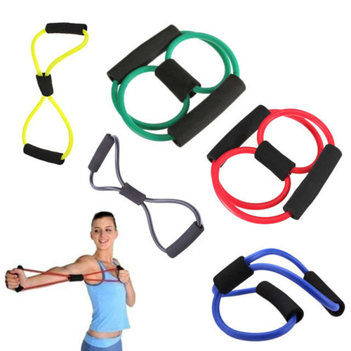 Single Color 8-Word Resistance Band for Women Household Fitness Elastic Band Yoga Shoulder and Abdominal Muscle Training Shoulder Opening Body Shaping Weight Loss