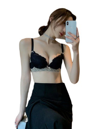 Cómodo encaje bordado pequeño pecho ropa interior inalámbrica push up belleza espalda de látex colección superior pecho sujetador traje 6767