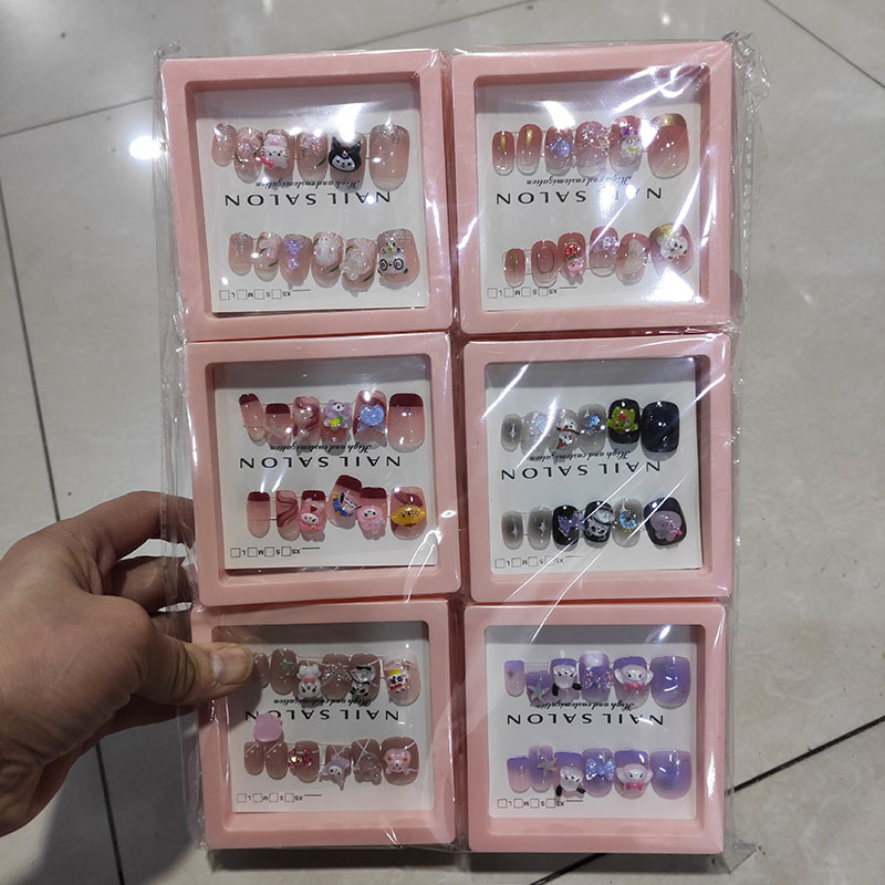 Pegatinas de uñas largas nuevo adulto parche de uñas impermeable niños estudiante diamante tridimensional desgaste uñas desmontable