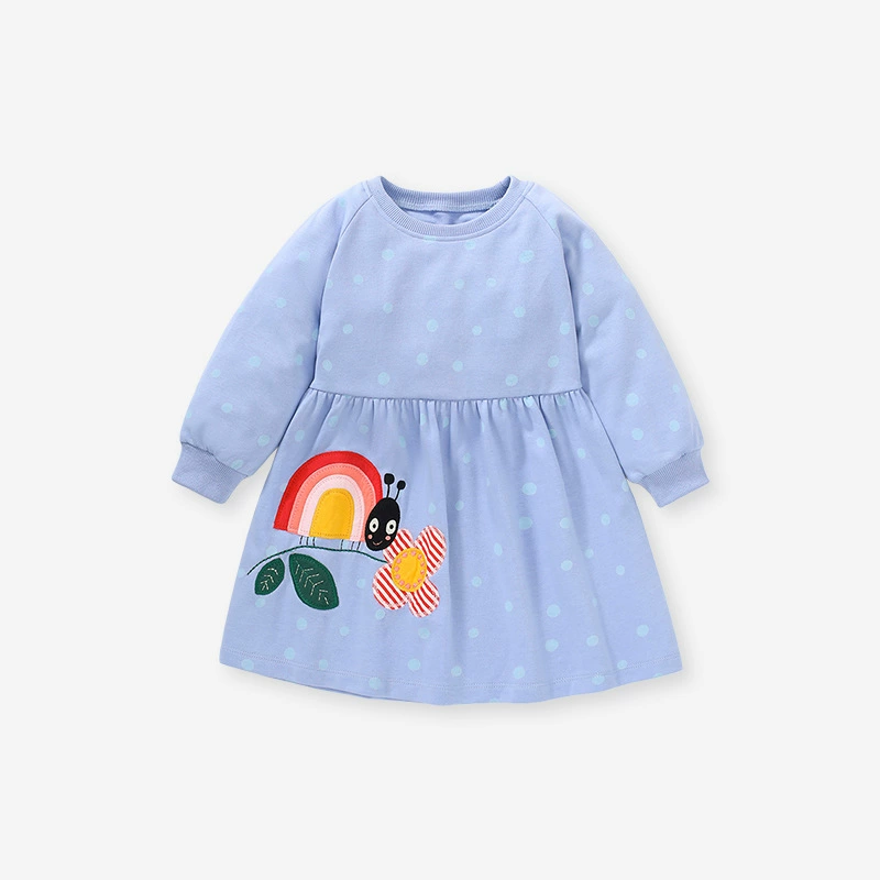 Платье (Little Maven) осеннее длинное рукавное хлопковое платье-свитшот, дети, европейский стиль, в горошек