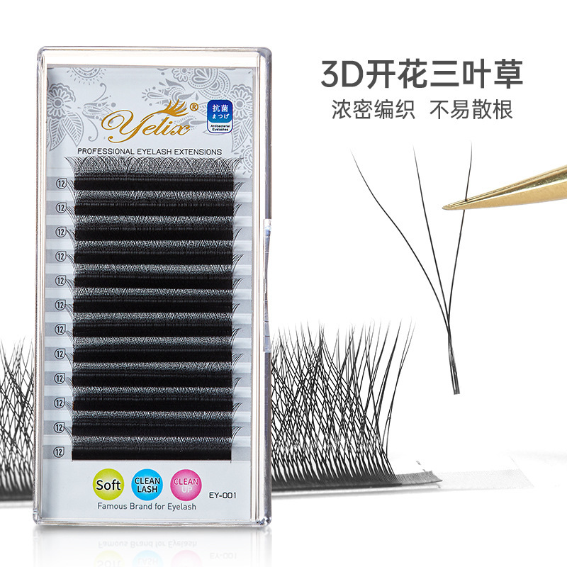 Fábrica 3D flores injerto pestañas no dispersas raíces densamente trenzadas europeas y estadounidenses falsas pestañas naturales ultra suaves pestañas de trébol