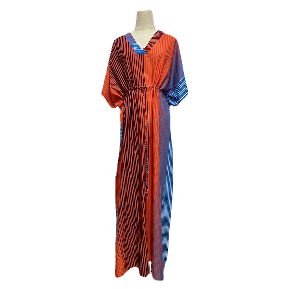 Transfronteriza Amazon nuevo rayas impreso playa blusa cordón vestido bikini protección solar camisa traje de baño Z107
