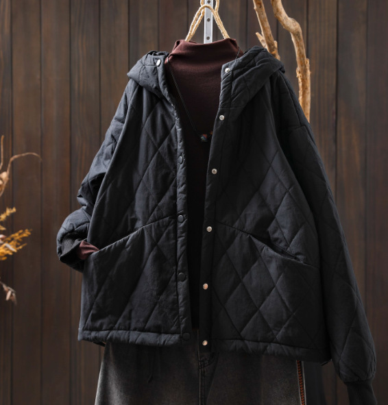 冬季新款 保暖棉衣加厚棉服女棉连帽暗扣防风夹棉外套棉袄81607|undefined