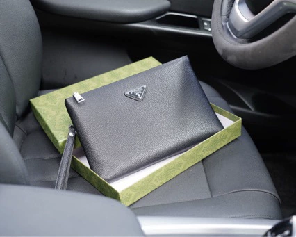 Hand loop bag, small clutch bag for leisure, genuine leather