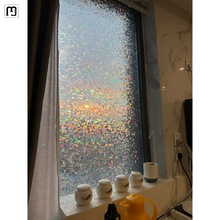 易基彩虹膜！网红厨房窗户玻璃贴纸防窥窗纸透光不透明磨砂玻