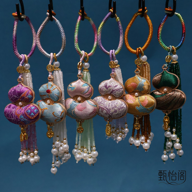 福禄流苏平安福袋宋锦双面葫芦流苏挂件福禄手机挂件包包挂|undefined