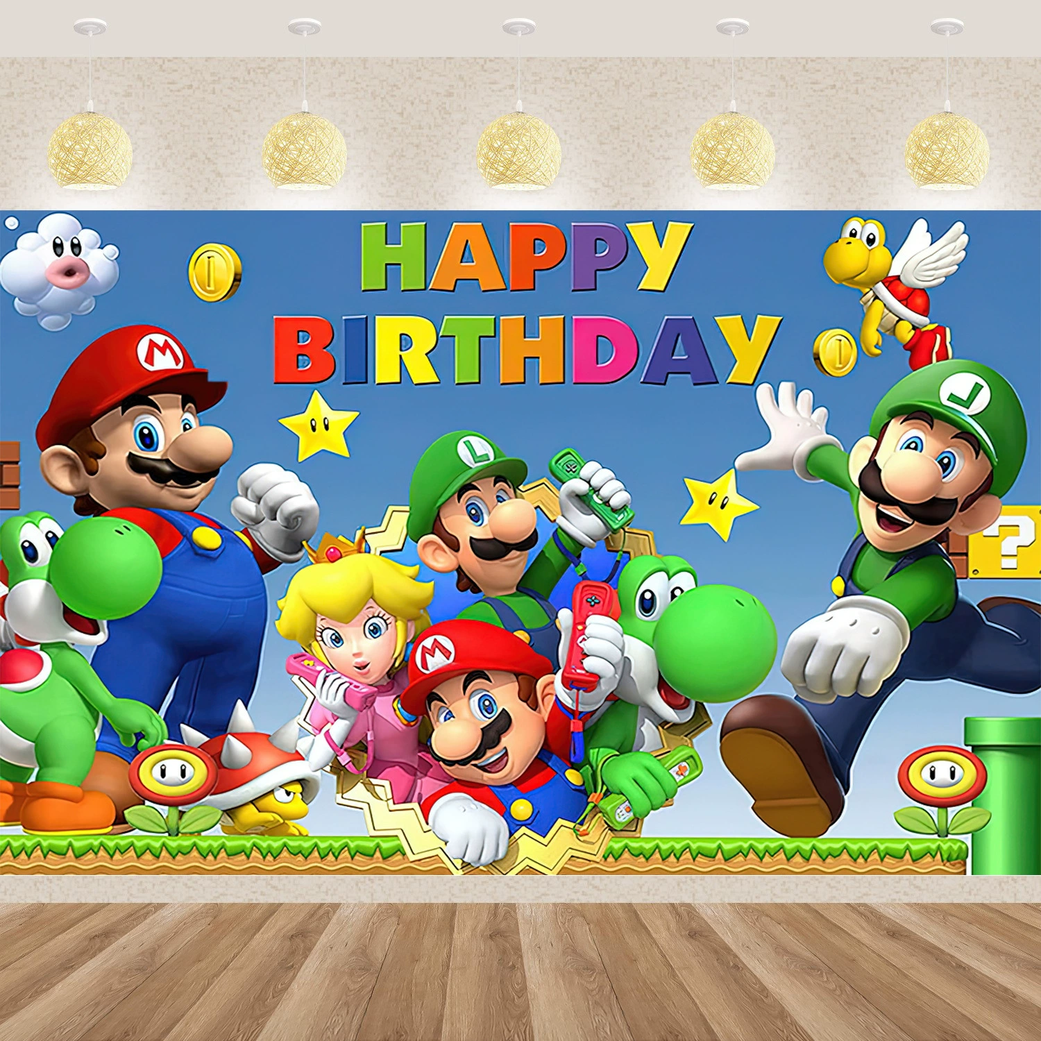 Трансграничная тема Amazon Mario фото фоновая ткань детский день рождения декоративный фон виниловый материал