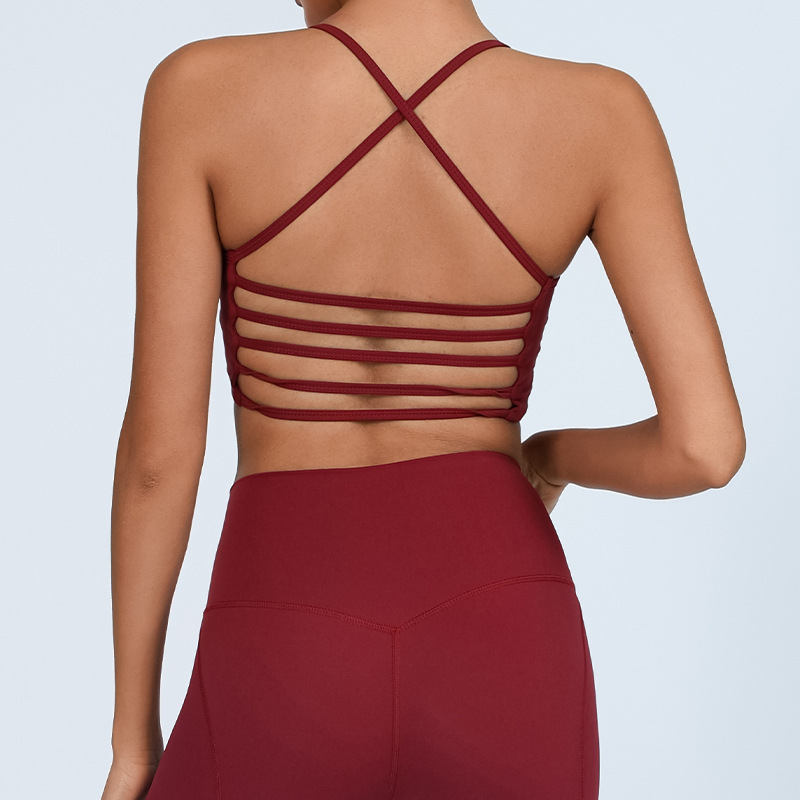 Europa y los Estados Unidos transfronterizos Amazonas ropa de yoga femenina desnuda desmontable cojín de pecho cruzado correa apretada ropa interior deportiva