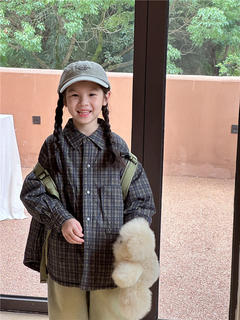 Camisa DE LOS NIÑOS 2023 invierno nuevo traje camisa acolchada de los niños y niñas Camisa de algodón casual engrosada moda caliente