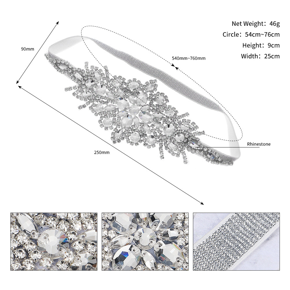 Fashion Water Droplets Flower Cloth Inlay Rhinestones Hair Band 1 Piece