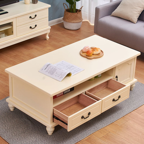Wholesale solid wood coffee table simple modern multifunctional creative dining table small apartment double drawer coffee table living room TV cabinet