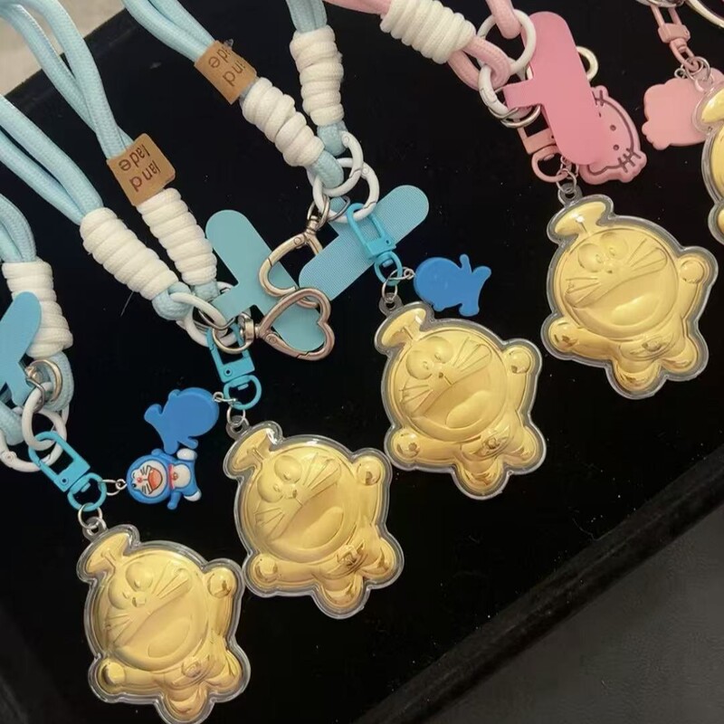 純金 999kt 猫ストラップキーホルダーかわいい漫画バッグペンダントハイエンド携帯電話リストバンド車のストラップチェーン|undefined