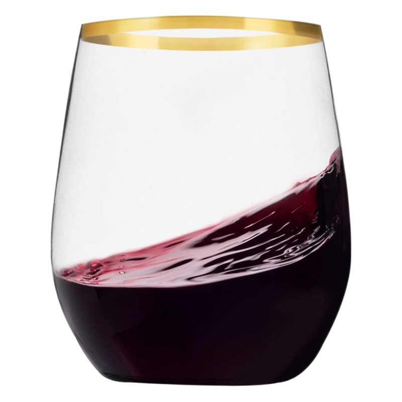 Copa de vino de plástico Amazon sin mango 12oz no frágil material de PET transparente puro champán vidrio copa de vino taza en forma de huevo