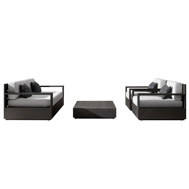 Sofá de teca al aire libre combinación patio terraza jardín resort aleación de aluminio impermeable protección solar muebles de mesa de té ocio image 6