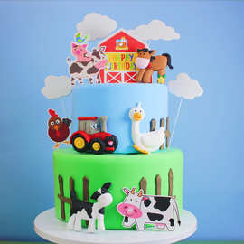 版权农场系列蛋糕装饰摆件理想生活田园牧歌奶牛牧场拖拉机牧羊犬