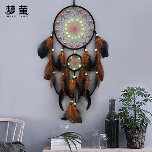 Cross-border New Room Decoration Luminous Dream Catcher Feather Wind Chimes Advanced Wall Hanging Creative Gift
