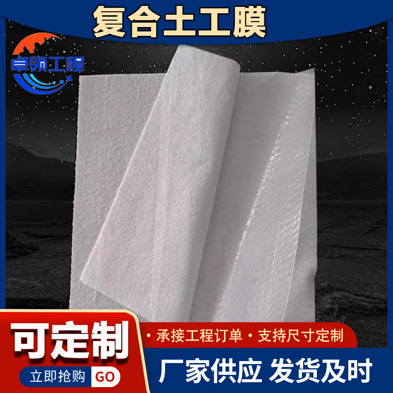 短丝复合土工膜人工湖河道护坡两布一膜蓄水池人工湖800g复合膜