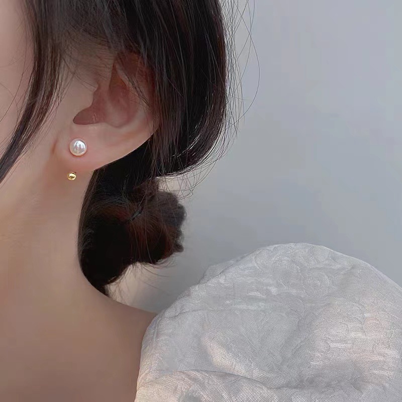 淡水珍珠耳环女2022年新款潮复古法式轻奢高级小众设计纯银耳钩