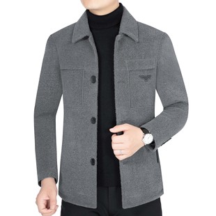 Winter Woolen Coat Men's Casual Woolen Young and Middle-aged Cotton Thickened Ni Coat Men's Woolen Coat