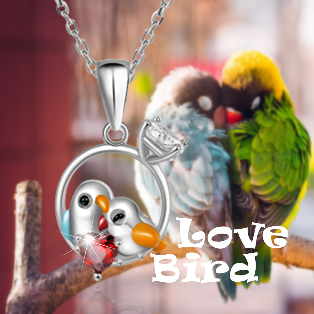 Collana con ciondolo a forma di coppia di uccellini, alla moda e versatile, ideale come regalo per donne._voghion.com