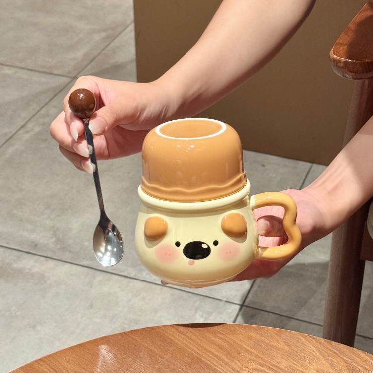 Taza de hervidor de agua - Perro dulce (taza + tapa + cuchara exclusiva)