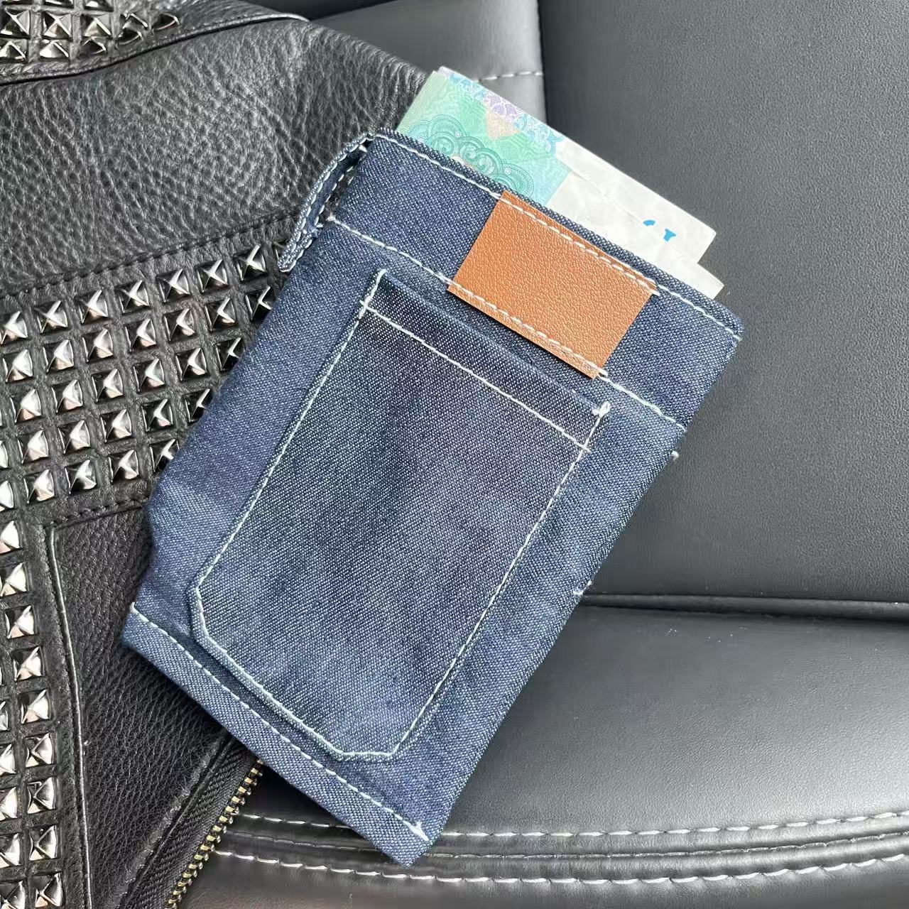 Mini Wallet Foldable Jeans Shape Coin Purse Card Holder_voghion.com