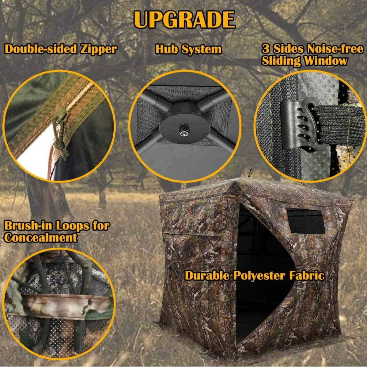 Camouflage tent for camping, backpack, spot lighting