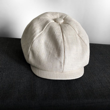 纯色亚麻帽子轻薄透气夏天鸭舌帽艺术家复古帽子女日系贝雷帽