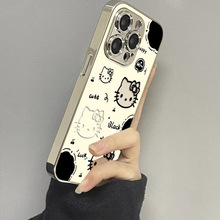 适用于苹果16promax手机壳镜面樱桃猫猫套网红xs高级感男女生