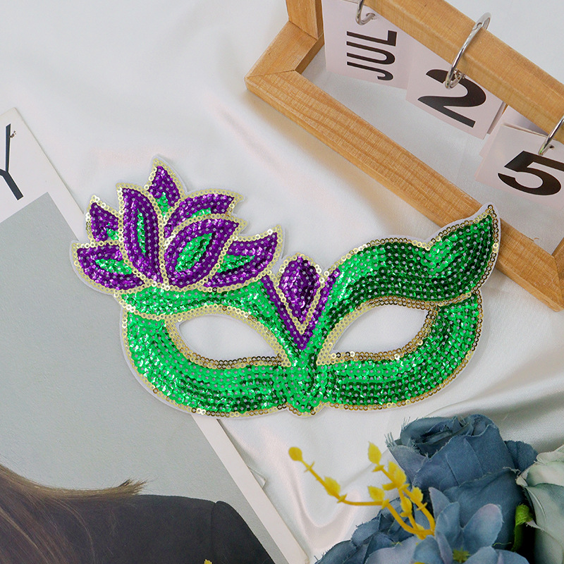 Máscaras de fiesta de carnaval nuevo tricolor sequinilla mitad cara carnaval temático eyewear exclusivo transfronterizo