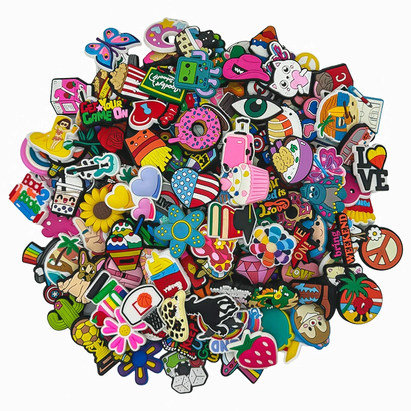 Смешанная партия Crocs, обувь, цветочная обувь, аксессуары, DIY Crocs, декоративные пряжки, аксессуары для обуви, милые пряжки для обуви с героями мультфильмов, украшение для обуви