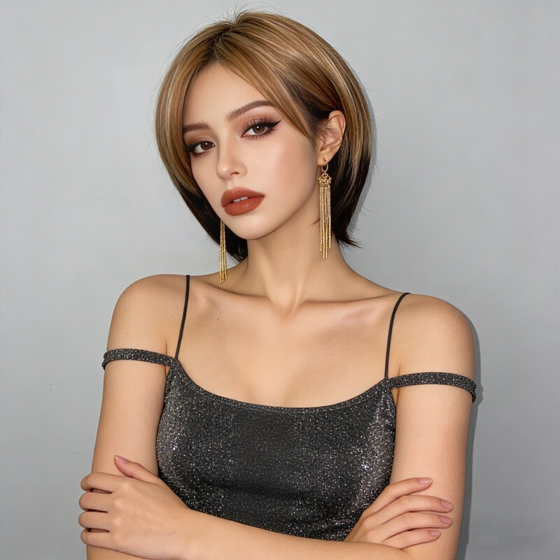 European and American Fashion Wigs for Women, Short Straight Hair, Amazon New Product Recommendation, Synthetic Fiber Hairpieces, Women's Mixed Fiber Short Straight Hair Wholesale European and American Fashion Wigs for Women, Short Straight Hair, Amazon New Product Recommendation, Synthetic Fiber Hairpieces, Women's Mixed Fiber Short Straight Hair Wholesale