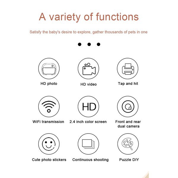 Children's Instant Thermal Printing Camera, Digital Photo and Video Recording, Wifi Connection, Can Print Photos from Mobile Phones