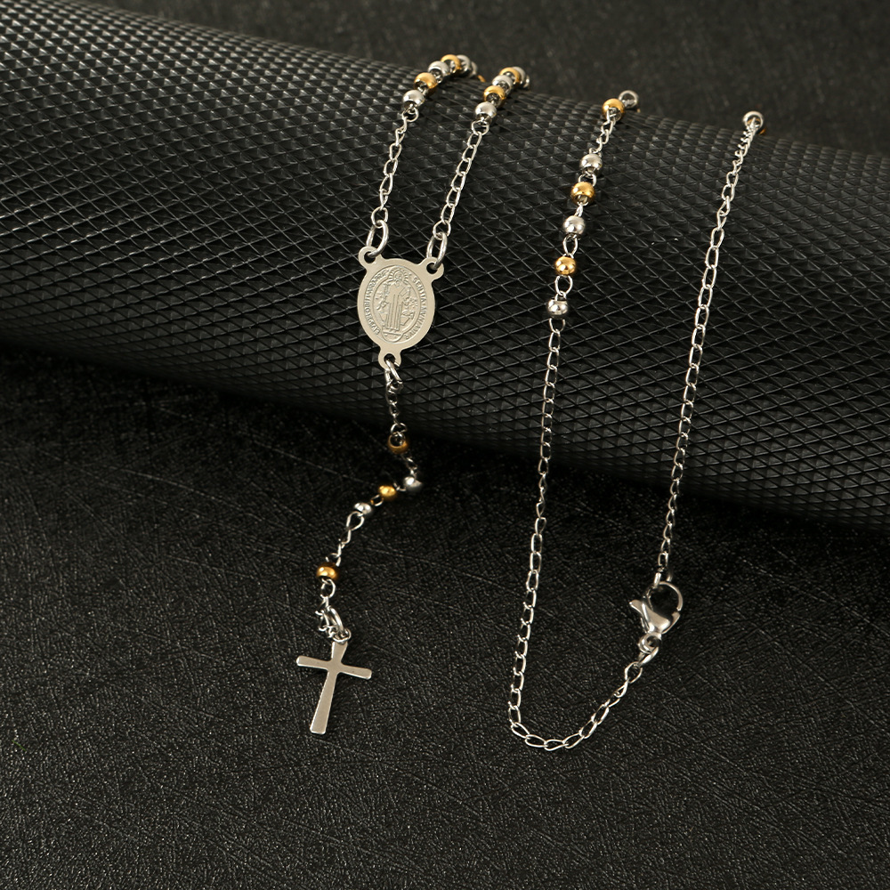 Plating Design Wholesale Jewelry Simple Style Cross Titanium Steel Plating Necklace
