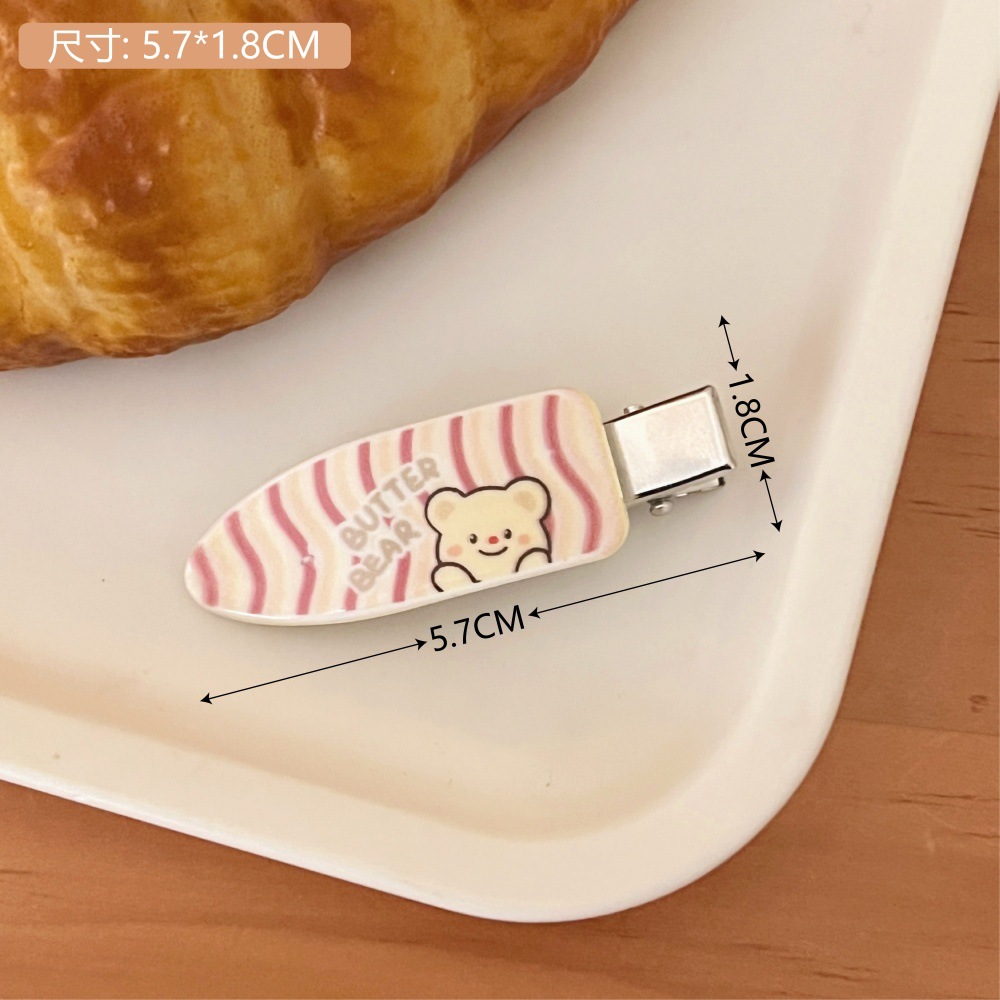 Nuevo lindo cartón de dibujos animados oso curvo clip para el cabello adornamiento para el cabello del corazón de la niña frente lateral clip de frangeo para niños clip para el cabello universal