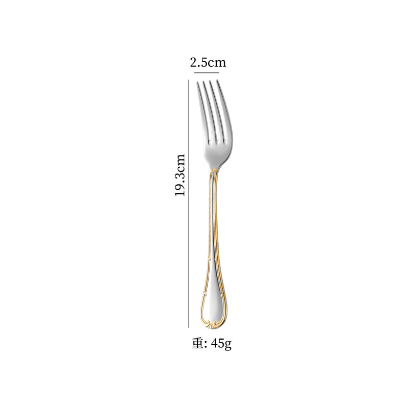 304ステンレス高級レストランホテルの局部金メッキ辺西食器精品ナイフスプーンフォークスプーン|undefined