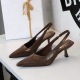 6091 style banquet high-heeled shoes for women, simple and slim heels with a pointed toe at the back, single shoes with a back strap, stylish and fashionable women's shoes