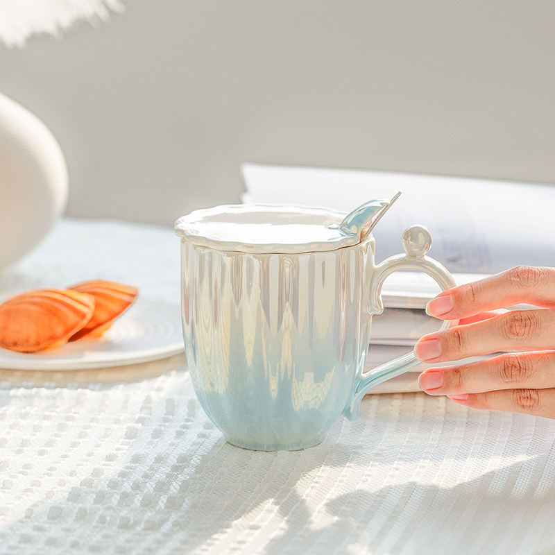 Mug ins cup ceramic cup with lid spoon high-value gift office water cup couple coffee cup wholesale