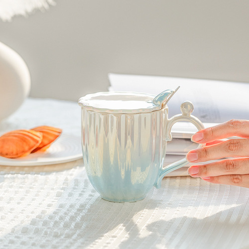 Mug ins cup ceramic cup with lid spoon high-value gift office water cup couple coffee cup wholesale