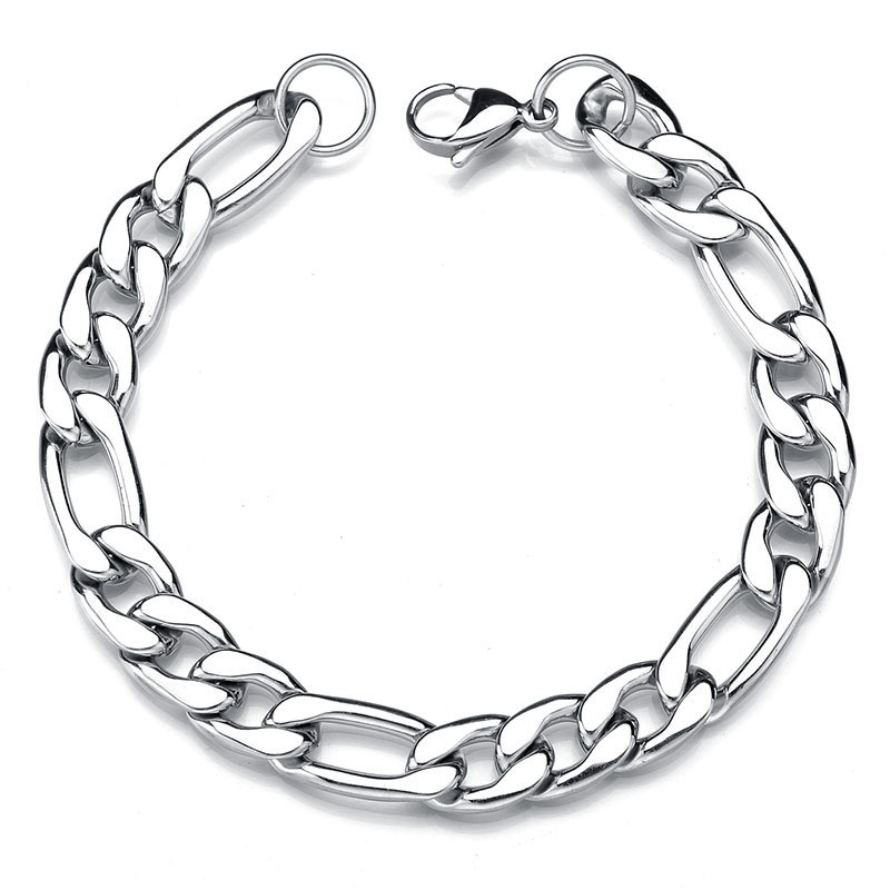 Stainless Steel Figaro Chain Bracelet Trendy Versatile Accessory_voghion.com