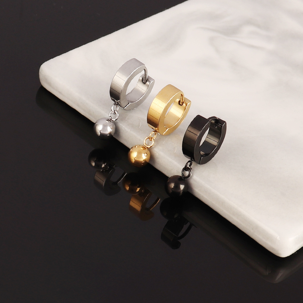 Personalized Stainless Steel Round Ball Hoop Earrings For Women_voghion.com