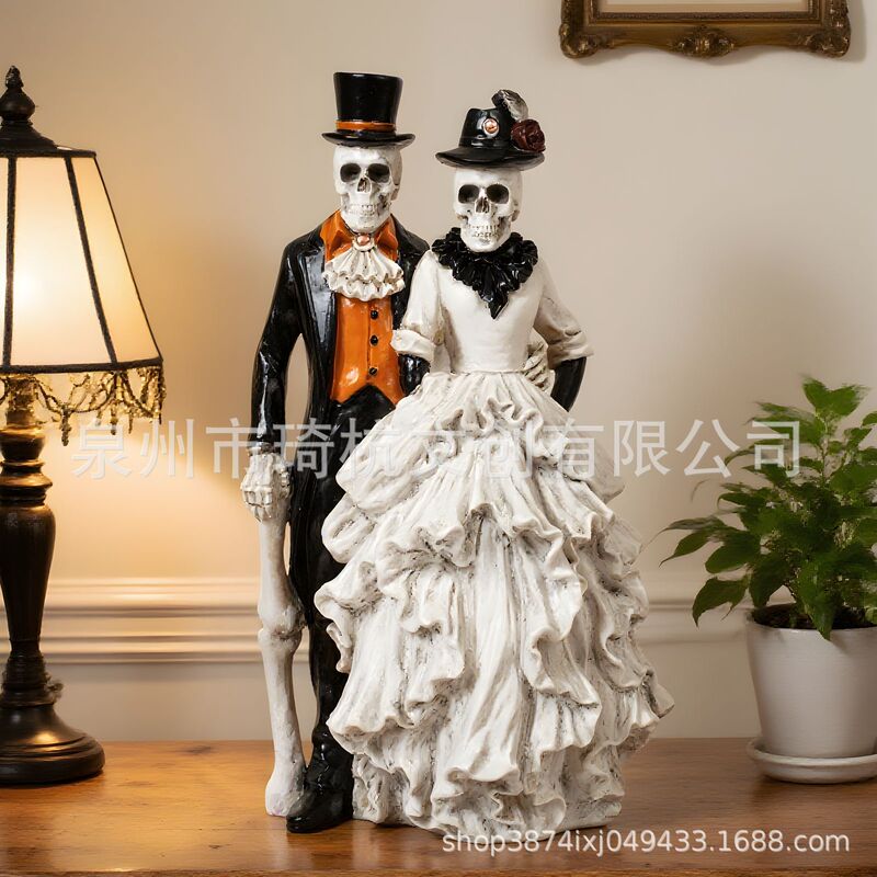 Cross-Border New Product Halloween Skull Bride Nordic Modern Minimalist Living Room Entrance Halloween Creative Decorative Ornaments