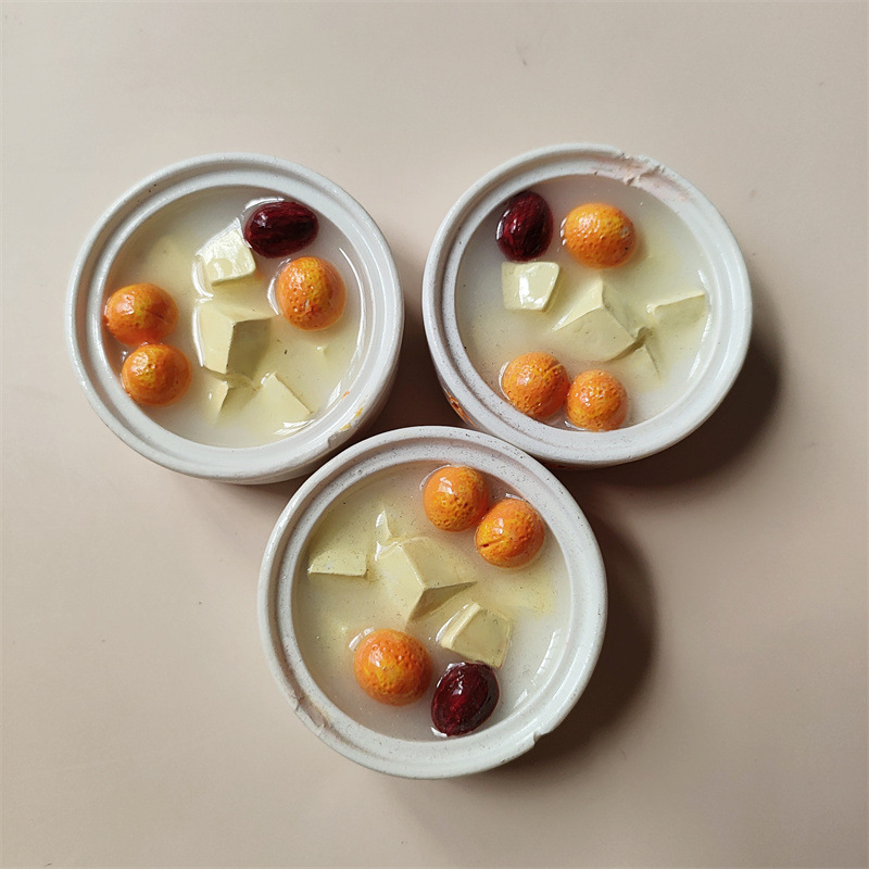 Alimentos y juegos serie creativa simulación tridimensional gourmet huevo pan café azúcar calabaza desayuno resina decorativa refrigerador pegatinas