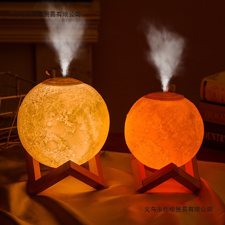 Moon Lamp Humidifier Household Spray Long-Lasting Desktop Silent Dormitory Bedside Night Light Maternity and Baby Moisturizing Gift Ins