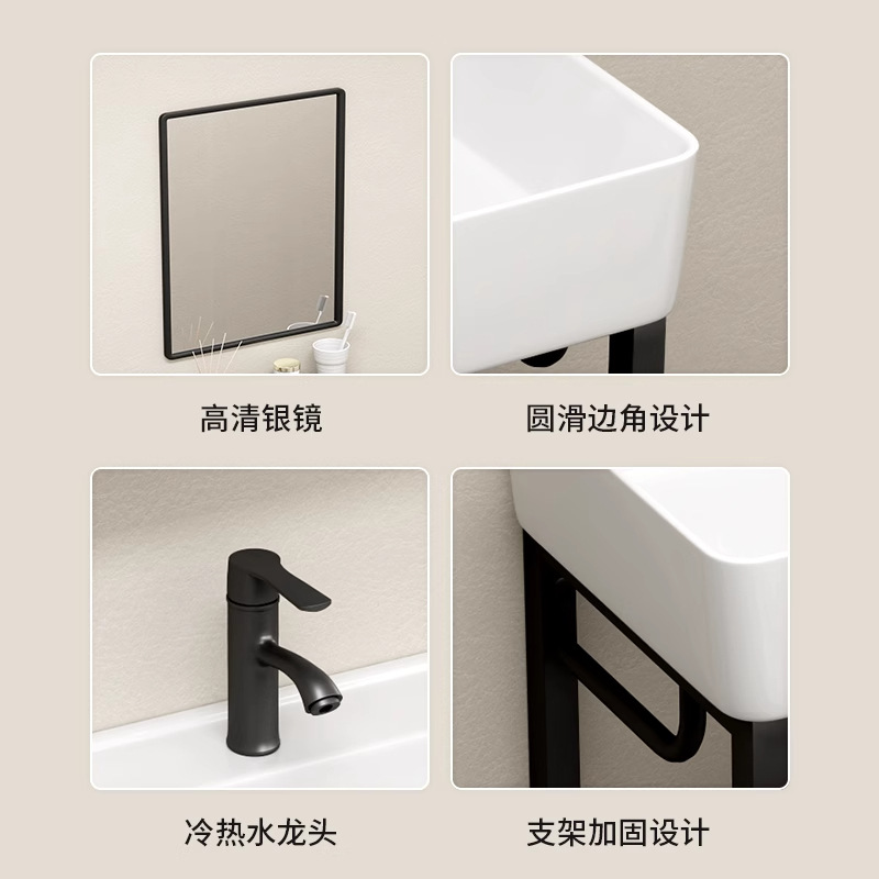 lavabo tipo pared soporte de acero inoxidable mini lavabo simple balcón lavabo cerámico pequeño lavabo