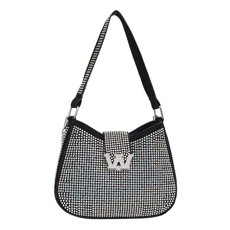 Sac À Main Bandoulière Élégant Avec Ornements Strass Et Fermoir_voghion.com