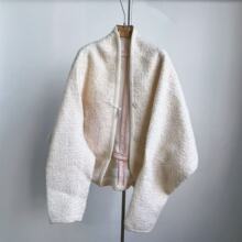 现货迪丽热巴欧阳娜娜同款秋冬新款落肩宽松蝙蝠袖羊毛外套女